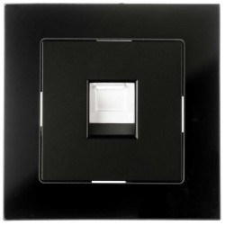 Πρίζα Δικτύου Μονή RJ45 CAT6 Χωνευτή Μαύρο Γυαλί ΝΕΦΕΛΗ