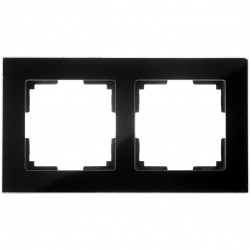 Πλαίσιο Διπλό Για Χωνευτούς Διακόπτες & Πρίζες Μαύρο Γυαλί ΝΕΦΕΛΗ