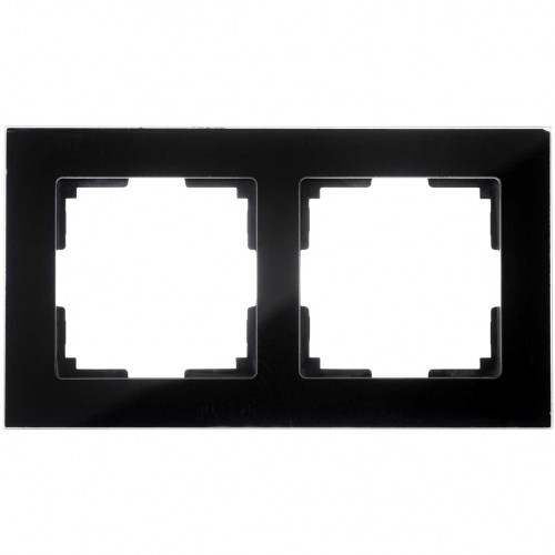 Πλαίσιο Διπλό Για Χωνευτούς Διακόπτες & Πρίζες Μαύρο Γυαλί ΝΕΦΕΛΗ