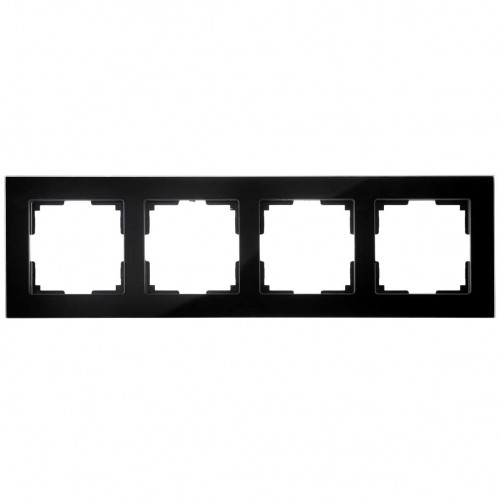Πλαίσιο Τετραπλό Για Χωνευτούς Διακόπτες & Πρίζες Μαύρο Γυαλί ΝΕΦΕΛΗ