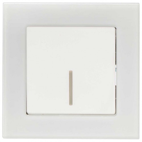 Διακόπτης Απλός Μονός Με LED Χωνευτός Λευκό Γυαλί ΝΕΦΕΛΗ