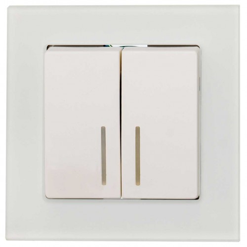 Διακόπτης Κομμυτατέρ Με LED Χωνευτός Λευκό Γυαλί ΝΕΦΕΛΗ