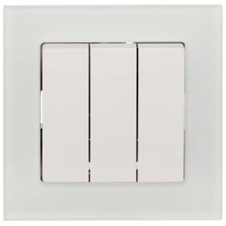 Διακόπτης Τριπλός Χωνευτός Λευκό Γυαλί ΝΕΦΕΛΗ