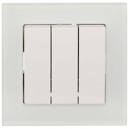 Διακόπτης Τριπλός Χωνευτός Λευκό Γυαλί ΝΕΦΕΛΗ