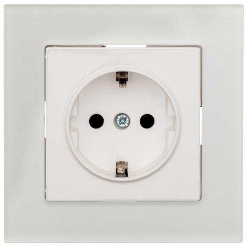 Πρίζα Σούκο Ασφαλείας Χωνευτή Λευκό Γυαλί ΝΕΦΕΛΗ