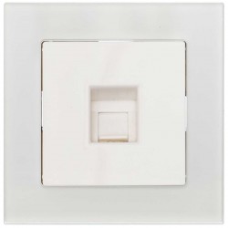 Πρίζα Δικτύου Μονή RJ45 CAT6 Χωνευτή Λευκό Γυαλί ΝΕΦΕΛΗ