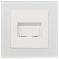 Πρίζα Δικτύου Διπλή RJ45 CAT6 Χωνευτή Λευκό Γυαλί ΝΕΦΕΛΗ
