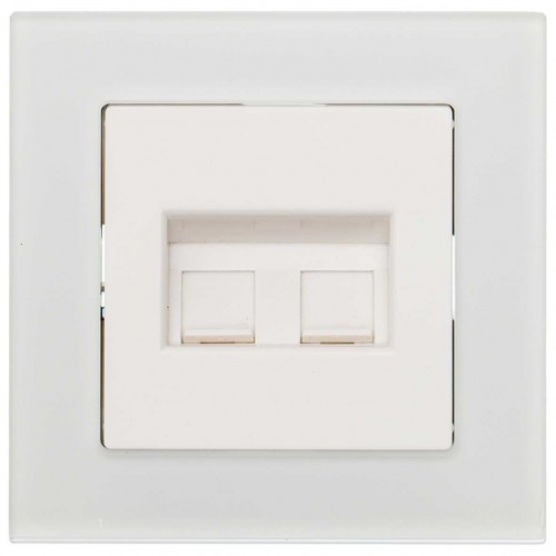 Πρίζα Δικτύου Διπλή RJ45 CAT6 Χωνευτή Λευκό Γυαλί ΝΕΦΕΛΗ
