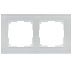 Πλαίσιο Διπλό Για Χωνευτούς Διακόπτες & Πρίζες Λευκό Γυαλί ΝΕΦΕΛΗ