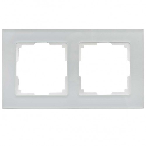 Πλαίσιο Διπλό Για Χωνευτούς Διακόπτες & Πρίζες Λευκό Γυαλί ΝΕΦΕΛΗ