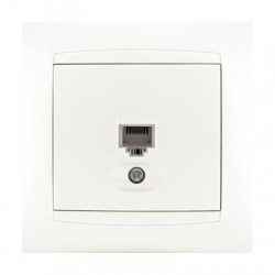 Πρίζα Τηλεφώνου RJ11 με Πλαίσιο Λευκό Περλέ ΧΑΛΚΙΔΑ