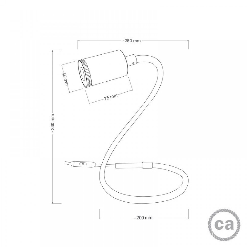 Επιτραπέζιο Φωτιστικό GU1d-one εύκαμπτο με λάμπα LED mini σποτ χωρίς βάση Μαύρο - Creative Cables