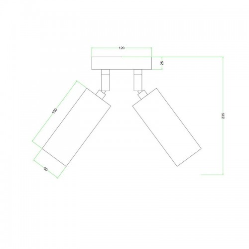Φωτιστικό Τοίχου ή Οροφής Μεταλλικό με 2 Σποτ Tub-E14 και στρογγυλή ροζέτα - Φυσικό - Creative Cables