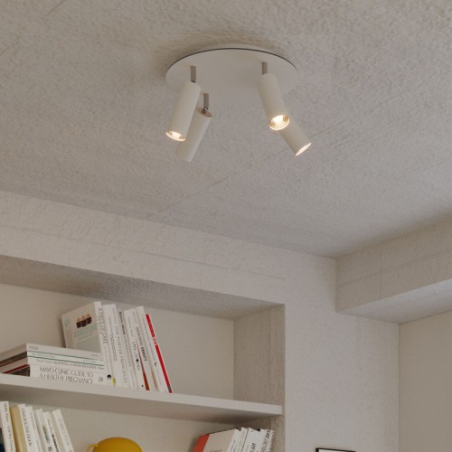 Φωτιστικό Οροφής Μεταλλικό με 4 Σποτ Tub-E14 και στρογγυλή ροζέτα Rose-One XXL - Λευκό ΜΑΤ - Creative Cables