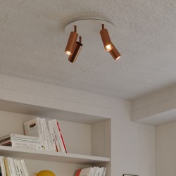 Φωτιστικό Οροφής Μεταλλικό με 4 Σποτ Tub-E14 και στρογγυλή ροζέτα Rose-One XXL - Χάλκινο Αντικέ - Creative Cables