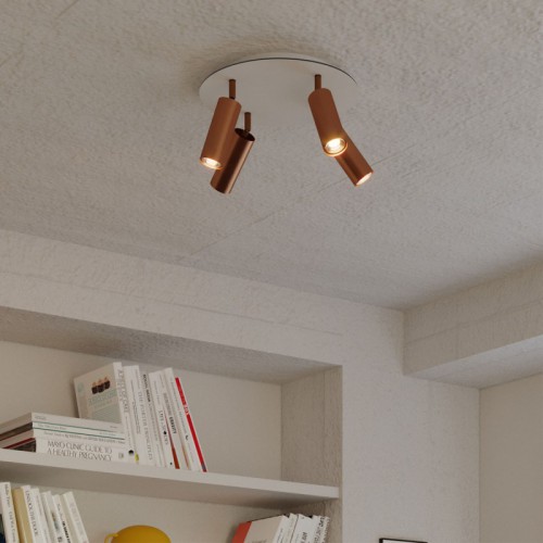 Φωτιστικό Οροφής Μεταλλικό με 4 Σποτ Tub-E14 και στρογγυλή ροζέτα Rose-One XXL - Χάλκινο Αντικέ - Creative Cables