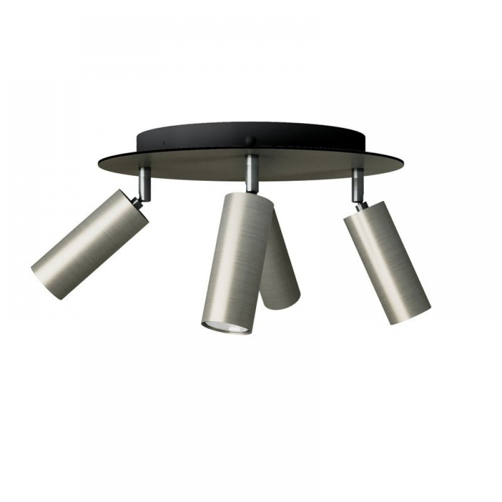 Φωτιστικό Οροφής Μεταλλικό με 4 Σποτ Tub-E14 και στρογγυλή ροζέτα Rose-One XXL - Νίκελ ΜΑΤ - Creative Cables
