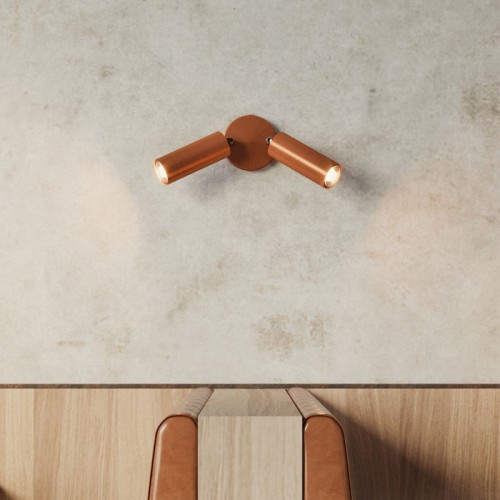 Φωτιστικό Τοίχου ή Οροφής Μεταλλικό με 2 Σποτ Tub-E14 και στρογγυλή ροζέτα - Χάλκινο Αντικέ - Creative Cables