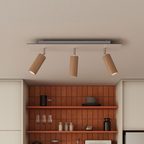 Φωτιστικό Οροφής Μεταλλικό με 3 Σποτ Tub-E14 και ορθογώνια ροζέτα Rose-One XXL - Φυσικό - Creative Cables