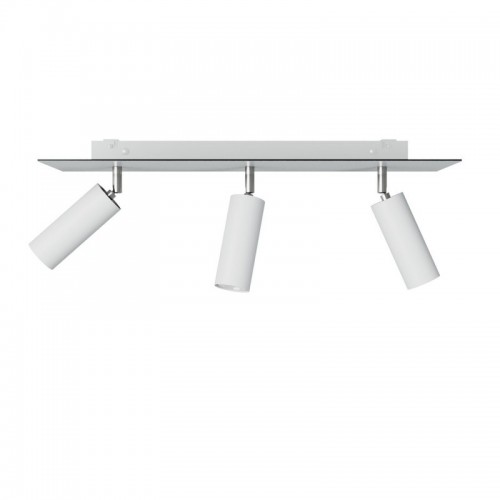 Φωτιστικό Οροφής Μεταλλικό με 3 Σποτ Tub-E14 και ορθογώνια ροζέτα Rose-One XXL - Λευκό ΜΑΤ - Creative Cables