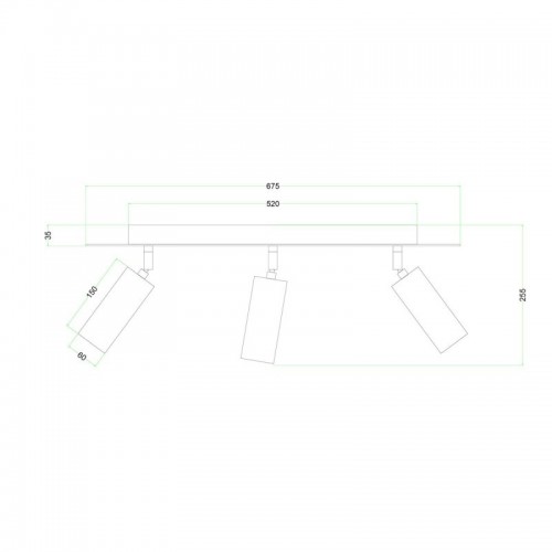 Φωτιστικό Οροφής Μεταλλικό με 3 Σποτ Tub-E14 και ορθογώνια ροζέτα Rose-One XXL - Νίκελ ΜΑΤ - Creative Cables