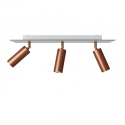 Φωτιστικό Οροφής Μεταλλικό με 3 Σποτ Tub-E14 και ορθογώνια ροζέτα Rose-One XXL - Χάλκινο Αντικέ - Creative Cables