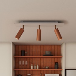 Φωτιστικό Οροφής Μεταλλικό με 3 Σποτ Tub-E14 και ορθογώνια ροζέτα Rose-One XXL - Χάλκινο Αντικέ - Creative Cables