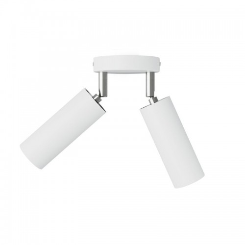 Φωτιστικό Τοίχου ή Οροφής Μεταλλικό με 2 Σποτ Tub-E14 και στρογγυλή ροζέτα - Λευκό ΜΑΤ - Creative Cables