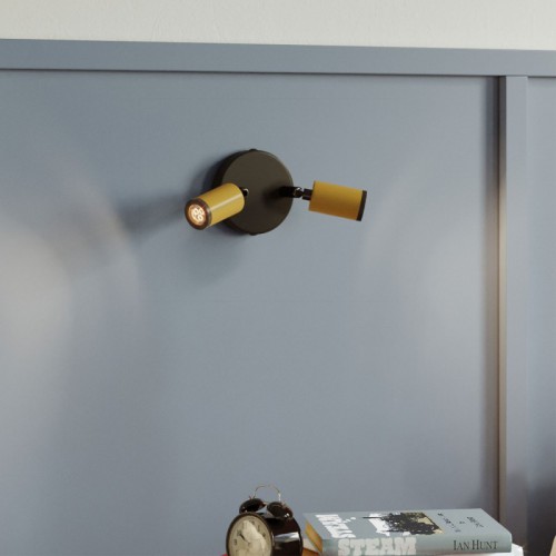 Φωτιστικό Τοίχου ή Οροφής Fermaluce Μεταλλικό με 2 κινητά Mini Σποτ GU1d0 - Μουσταρδί - Creative Cables