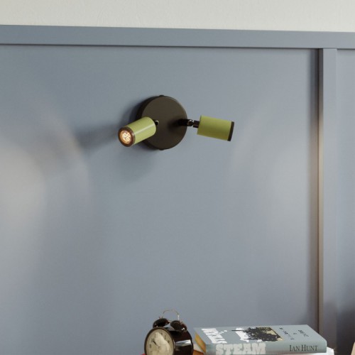 Φωτιστικό Τοίχου ή Οροφής Fermaluce Μεταλλικό με 2 κινητά Mini Σποτ GU1d0 - Απαλό Πράσινο - Creative Cables