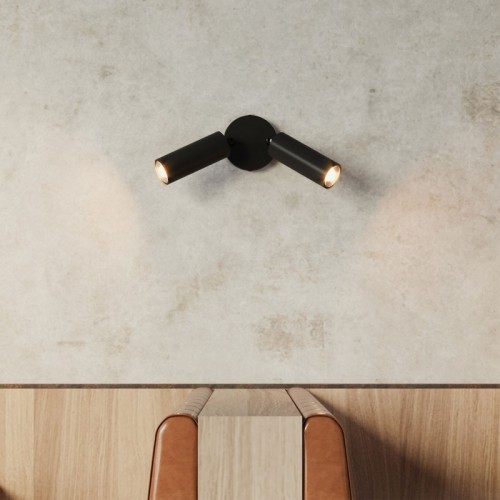 Φωτιστικό Τοίχου ή Οροφής Μεταλλικό με 2 Σποτ Tub-E14 και στρογγυλή ροζέτα - Μαύρο - Creative Cables