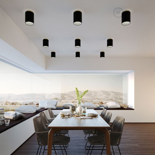 Φωτιστικό Τοίχου ή Οροφής Fermaluce Glam με Καπέλο, Ø 15cm Η18cm, μεταλλικό με ύφασμα - Χρυσό - Μαύρο - Creative Cables