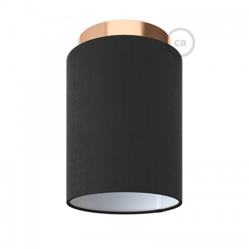 Φωτιστικό Τοίχου ή Οροφής Fermaluce Glam με Καπέλο, Ø 15cm Η18cm, μεταλλικό με ύφασμα - Χάλκινο - Μαύρο - Creative Cables