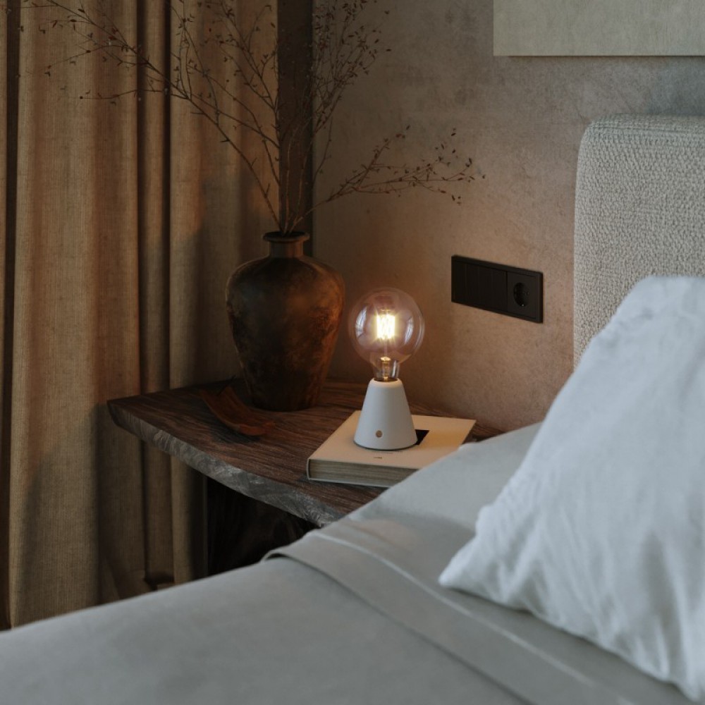 Φορητό Επαναφορτιζόμενο Φωτιστικό Cabless01 με LED λαμπτήρα G125 γλόμπο - Λευκό - Creative Cables