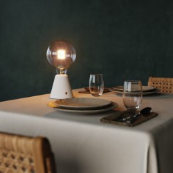 Φορητό Επαναφορτιζόμενο Φωτιστικό Cabless01 με LED λαμπτήρα G125 γλόμπο - Λευκό - Creative Cables