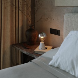 Φορητό Επαναφορτιζόμενο Φωτιστικό Cabless01 με LED λαμπτήρα G125 γλόμπο καθρέπτου Ασημί - Λευκό - Creative Cables