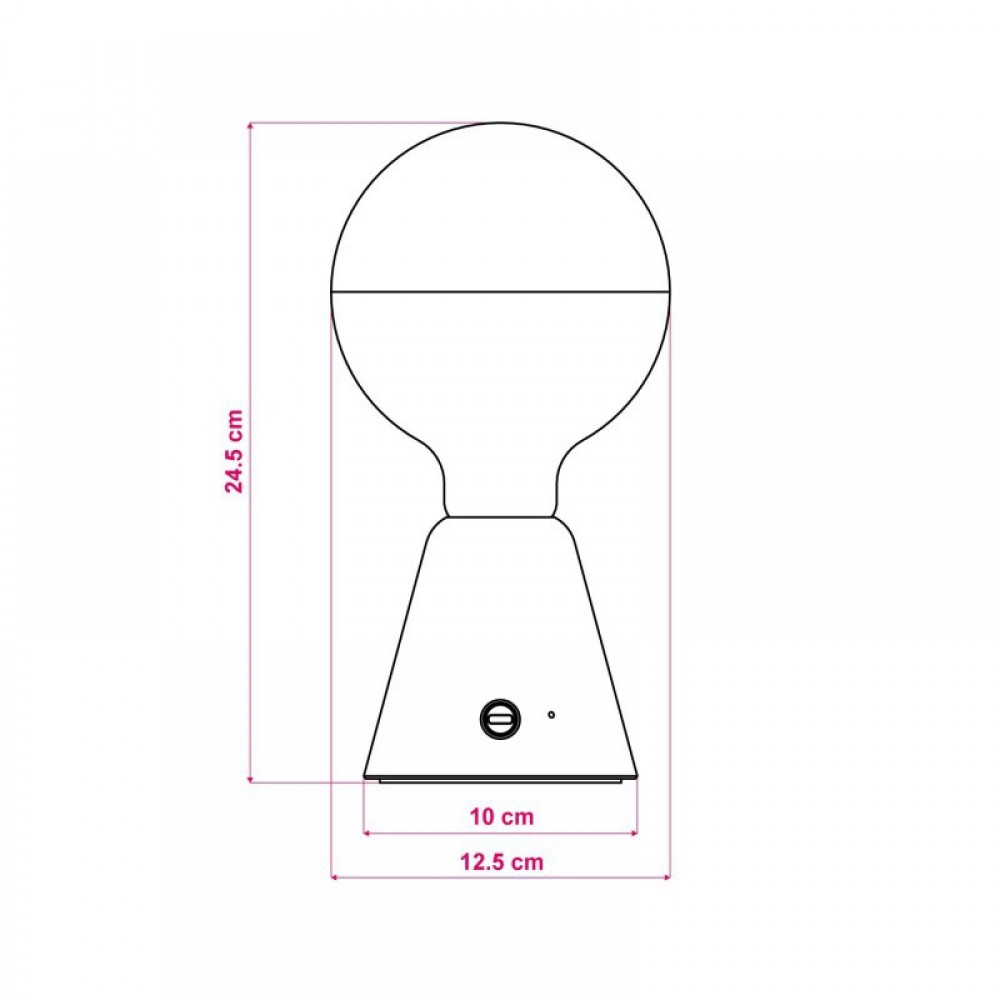 Φορητό Επαναφορτιζόμενο Φωτιστικό Cabless01 με LED λαμπτήρα G125 γλόμπο καθρέπτου Ασημί - Μαύρο - Creative Cables
