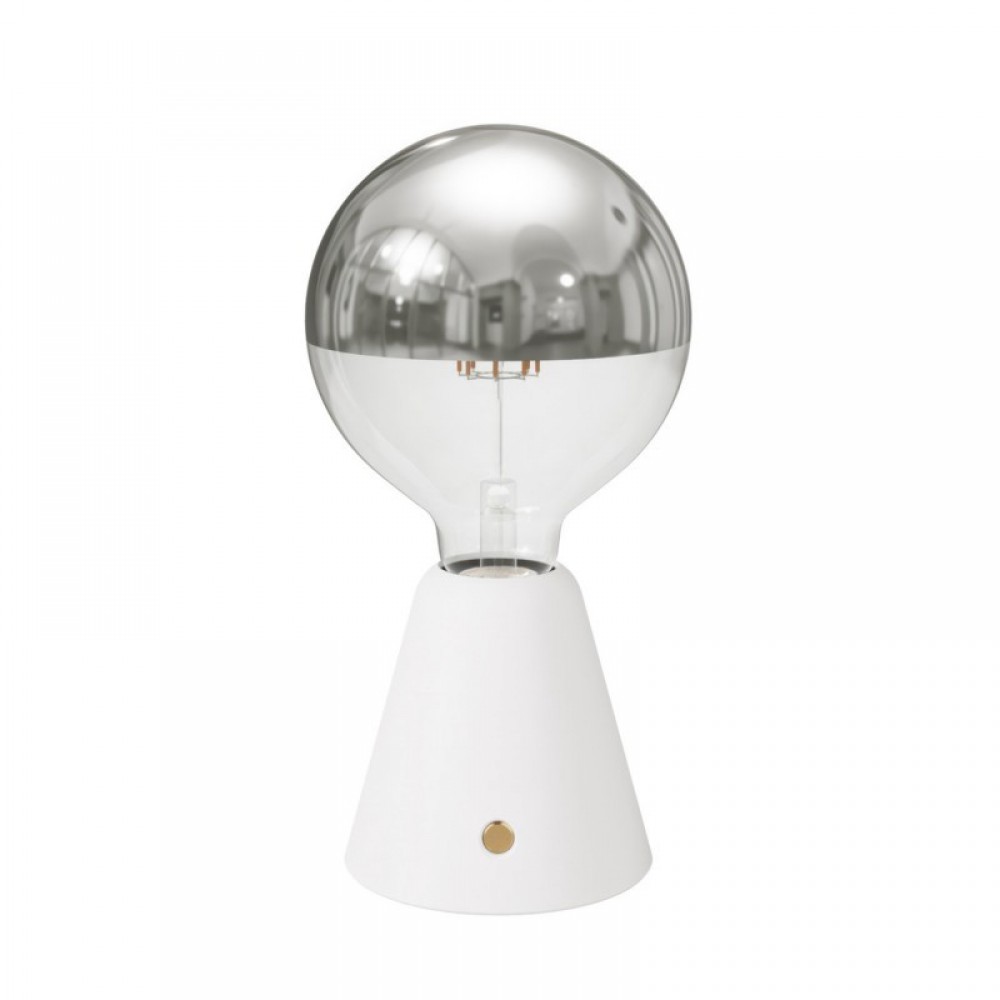 Φορητό Επαναφορτιζόμενο Φωτιστικό Cabless01 με LED λαμπτήρα G125 γλόμπο καθρέπτου Ασημί - Λευκό - Creative Cables