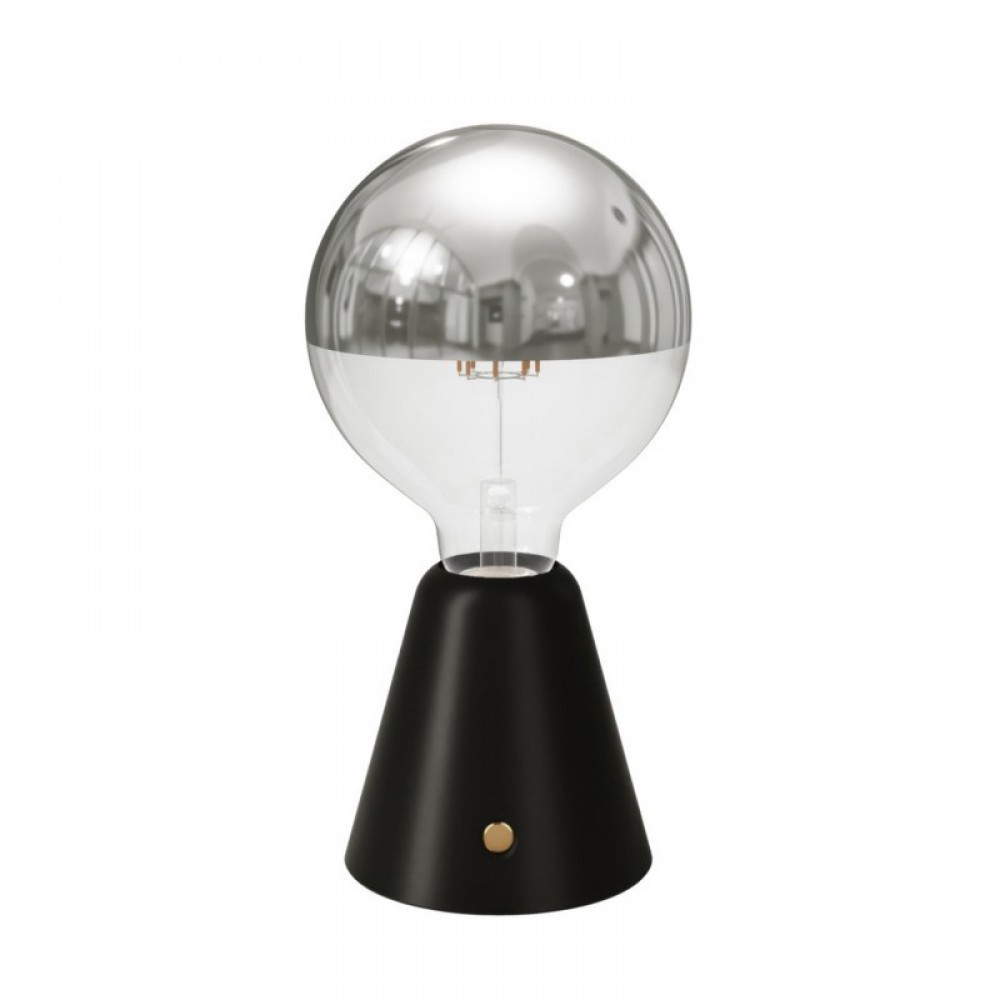 Φορητό Επαναφορτιζόμενο Φωτιστικό Cabless01 με LED λαμπτήρα G125 γλόμπο καθρέπτου Ασημί - Μαύρο - Creative Cables