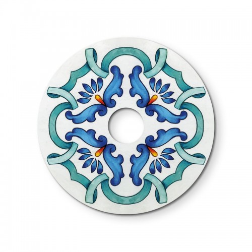 Γιρλάντα Lumet 'Maioliche' έτοιμη για χρήση, 7,5m υφασμάτινο καλώδιο πλακέ με 5 ντουί, καπέλα φωτιστικών, γάντζο και φις - Majolica Μπλε - Creative Cables