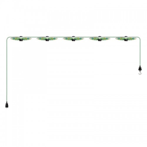 Γιρλάντα Lumet 'Maioliche' έτοιμη για χρήση, 7,5m υφασμάτινο καλώδιο πλακέ με 5 ντουί, καπέλα φωτιστικών, γάντζο και φις - Majolica Κίτρινο-Πράσινο - Creative Cables