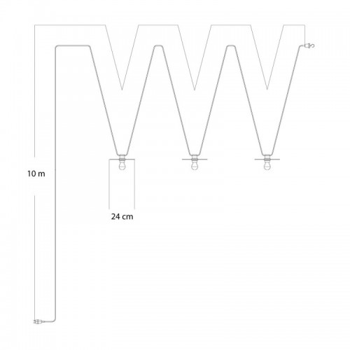 Γιρλάντα Lumet 'Maioliche' έτοιμη για χρήση, 10m υφασμάτινο καλώδιο πλακέ με 3 ντουί, καπέλα φωτιστικών, γάντζο και φις- Majolica Κόκκινο-Πράσινο - Creative Cables