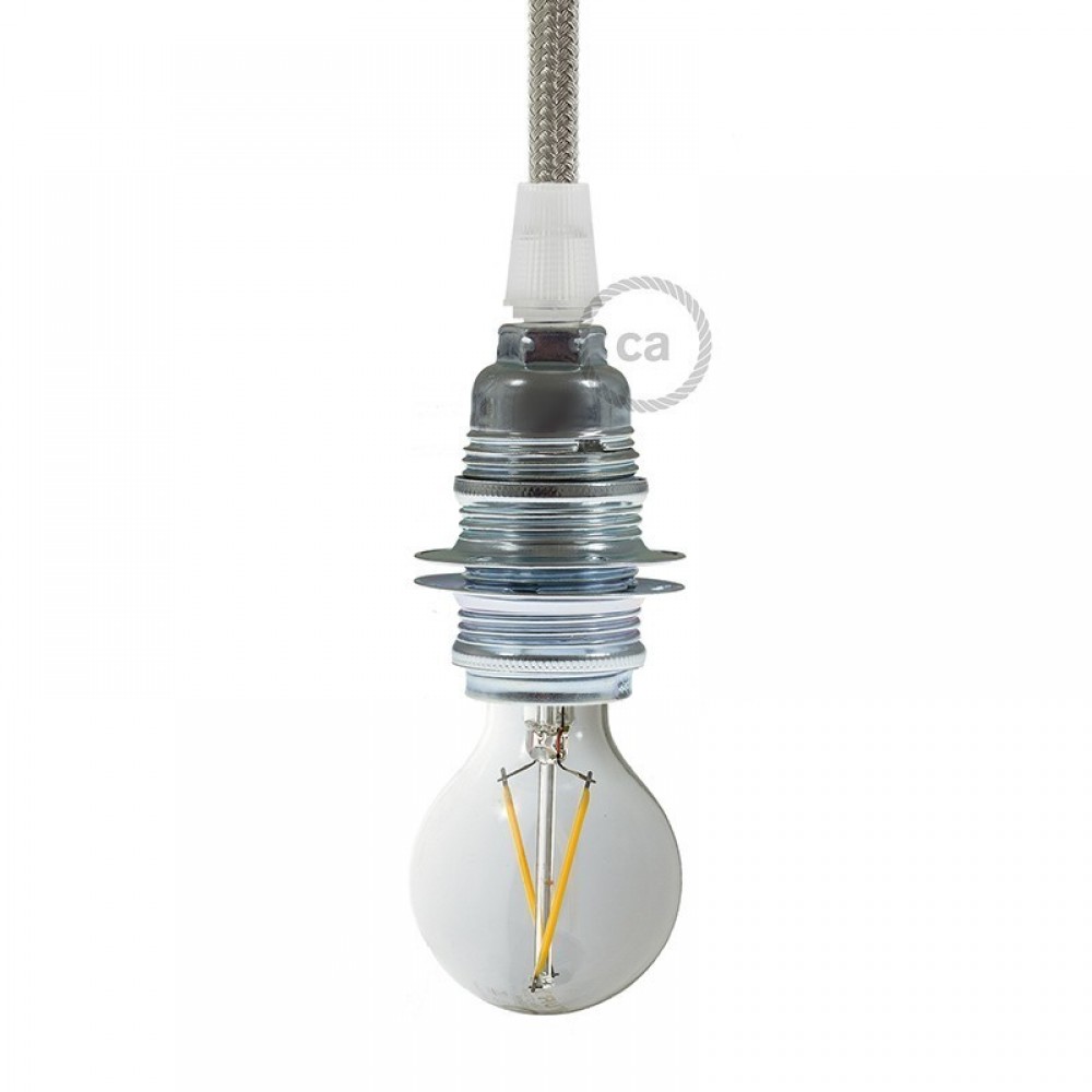 Ντουί Μεταλλικό Ε14 Χρώμιο Με Ροδέλες Και Στήριγμα Καλωδίου - Creative Cables