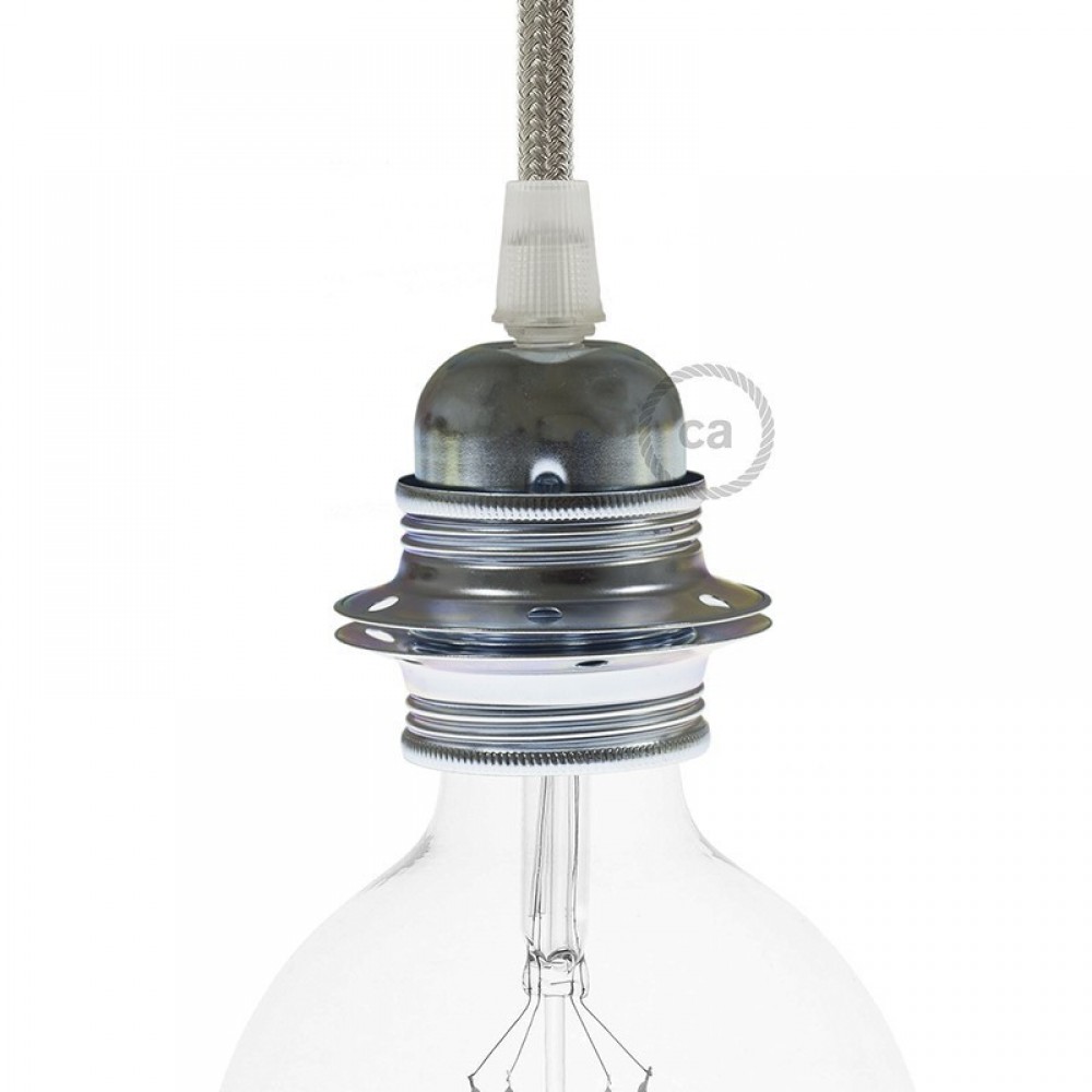 Ντουί Μεταλλικό Ε27 Χρώμιο Με Ροδέλες Και Στήριγμα Καλωδίου - Creative Cables