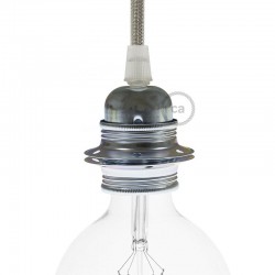 Ντουί Μεταλλικό Ε27 Χρώμιο Με Ροδέλες Και Στήριγμα Καλωδίου - Creative Cables