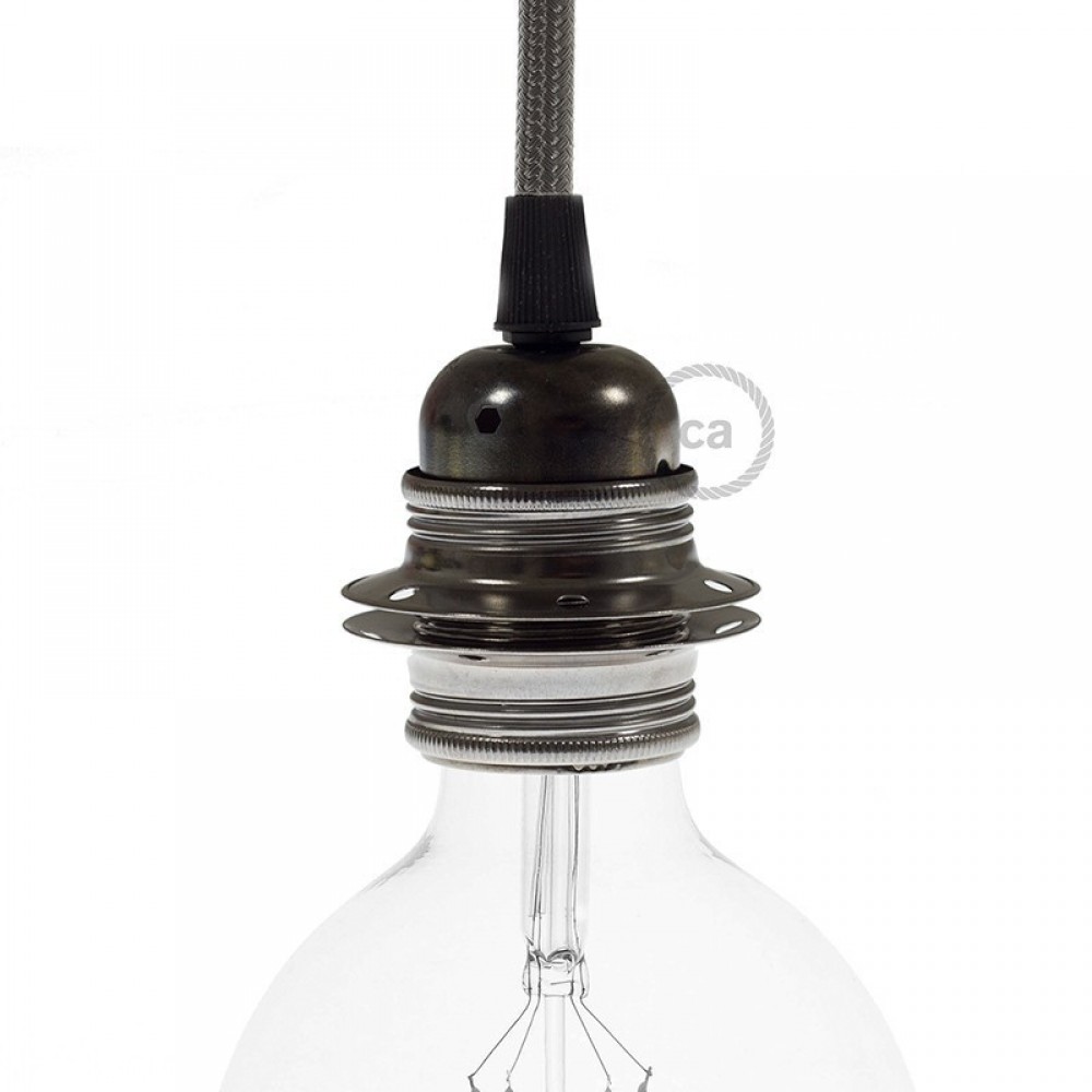 Ντουί Μεταλλικό Ε27 Ανθρακί Με Ροδέλες Και Στήριγμα Καλωδίου - Creative Cables