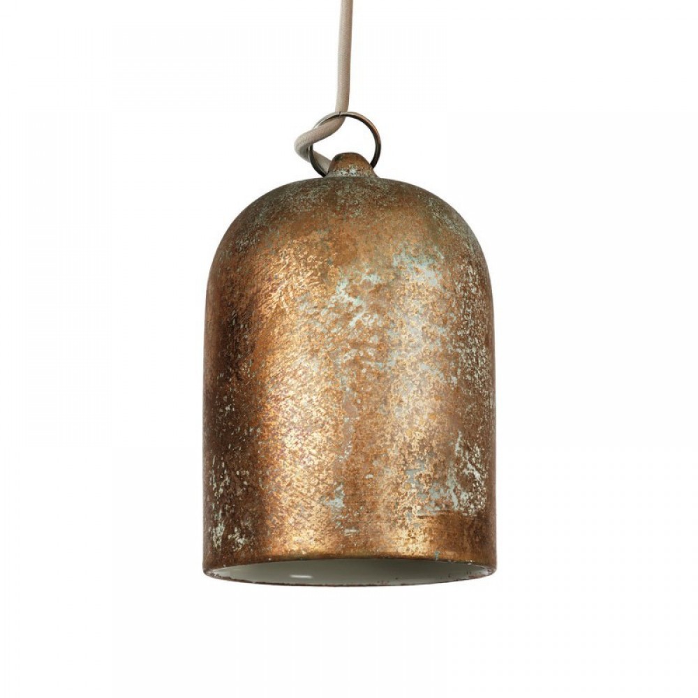 Bell XS Καμπάνα Κεραμική για κρεμαστό φωτιστικό, Made in Italy - Χαλκός με πράσινο - Λευκό - Creative Cables