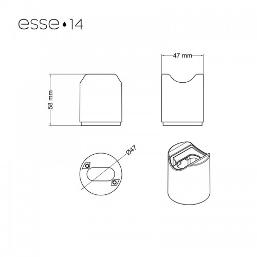 Ντουι για Τοίχο ή Οροφή Esse14 με S14d υποδοχη για λάμπα linestra - Αδιάβροχο IP44 - Λευκό - Creative Cables