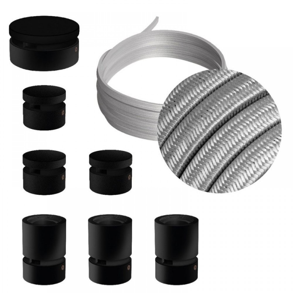 Σύστημα Filé Γιρλάντα Γραμμικό DIY Kit- 5m Καλώδιο Γιρλάντας και 7 Ξύλινα Αξεσουάρ Εσωτερικού Χώρου Μαύρα - Creative Cables