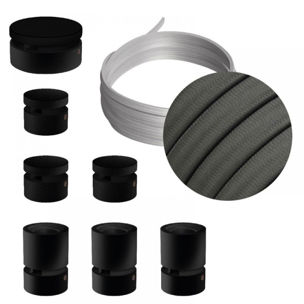 Σύστημα Filé Γιρλάντα Γραμμικό DIY Kit- 5m Καλώδιο Γιρλάντας και 7 Ξύλινα Αξεσουάρ Εσωτερικού Χώρου Μαύρα - Creative Cables